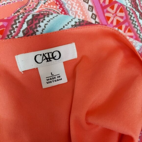 Cato Women's Orange/Pink Boho Style Floral and Paisley Print Dress Size L - Picture 7 of 7